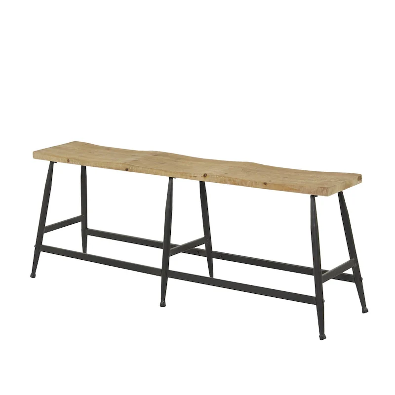 Metal Slim Home Bench - Brown