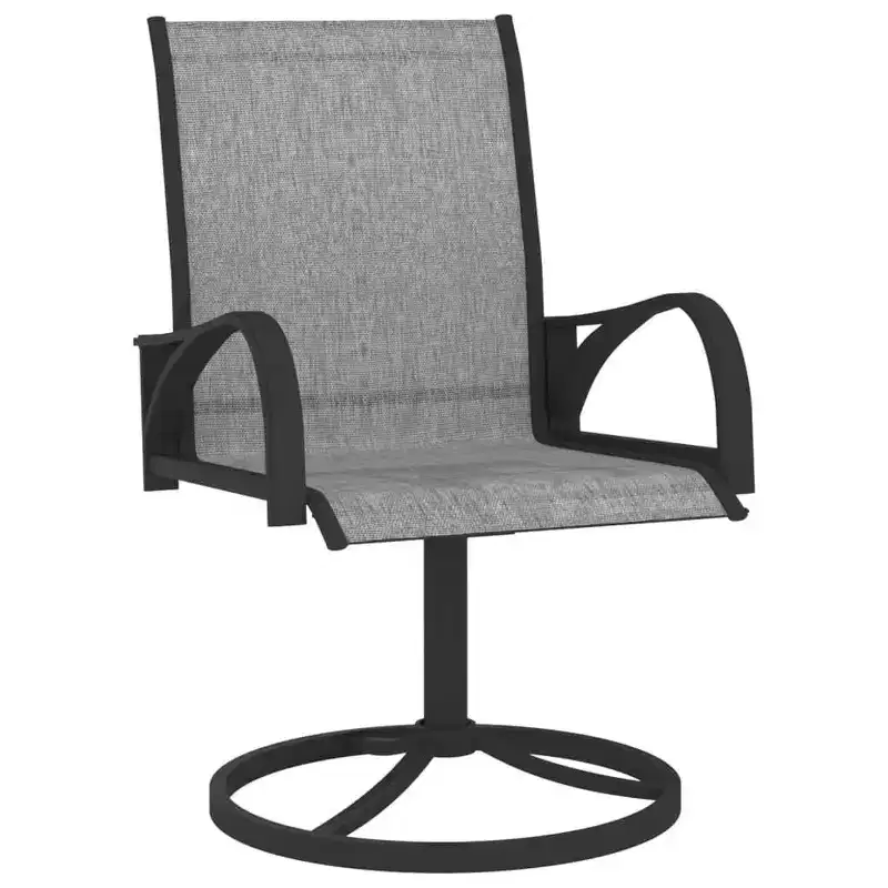 vidaXL 2x Garden Swivel Chairs Textilene and Steel Lounge Seat Gray/Brown
