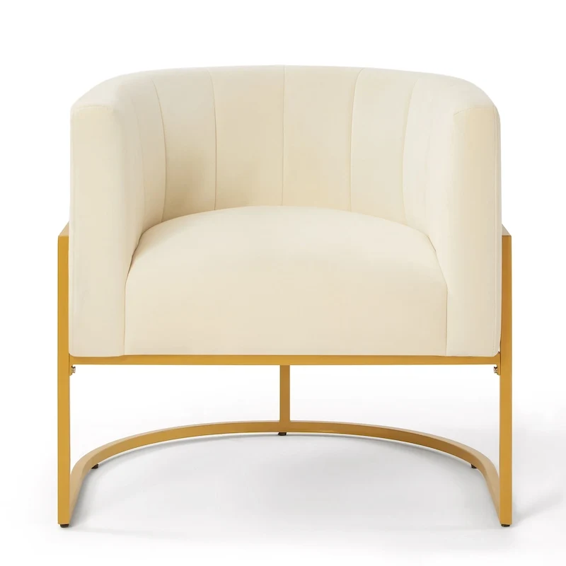 Accent Chair with Golden Metal Stand