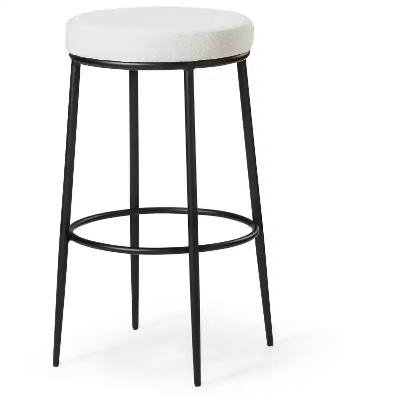 Backless Metal Bar Stool with Fabric Upholstered Seat – 31