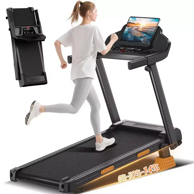 Home Incline Treadmill with Handle Bar, Foldable Walking Pad with LED Display, 7-Layer Shock Absorption, Quiet Motor, Large Capacity