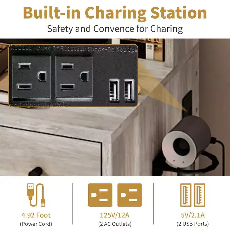Karl Home Makeup Vanity Set with LED Lights and Power Outlets