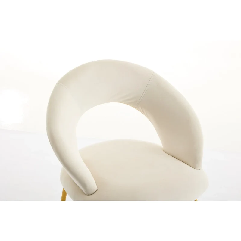 Velvet Dining Accent Chairs with Curved Backrest and Gold Metal Legs - 250lb Capacity