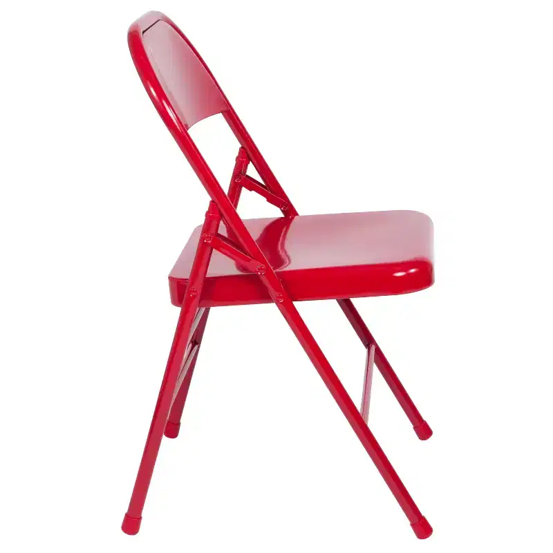 Emma and Oliver 4 Pack Triple Braced & Double Hinged Metal Folding Chair
