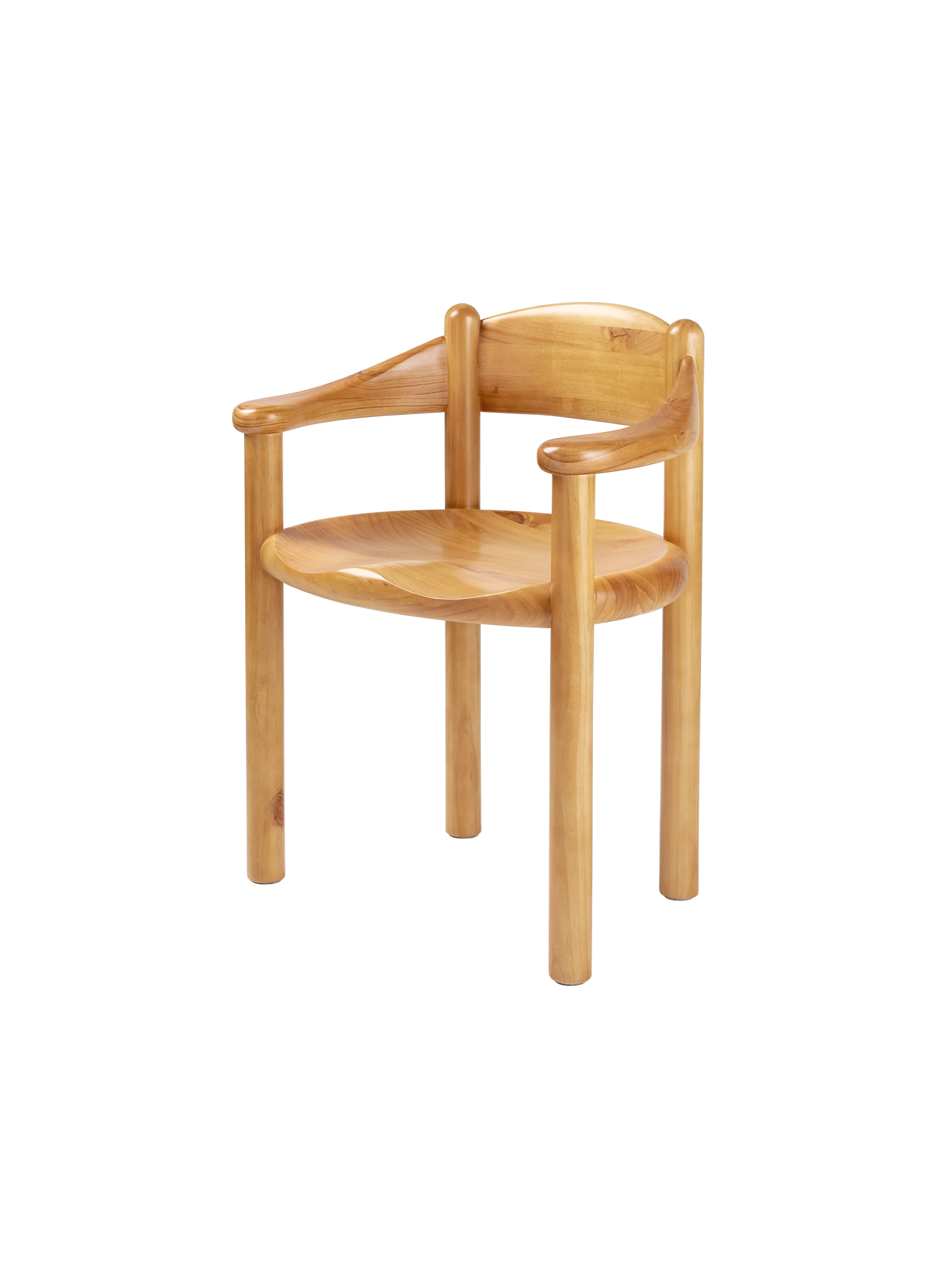 Retro Natural Pine Solid Wood Armchair with Ergonomic Seat & Backrest for Dining Room or Living Room