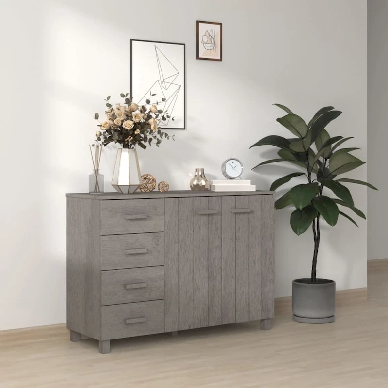 vidaXL Sideboard Buffet Console Cabinet for Kitchen HAMAR Solid Wood Pine - 44.5 x 15.7 x 31.5
