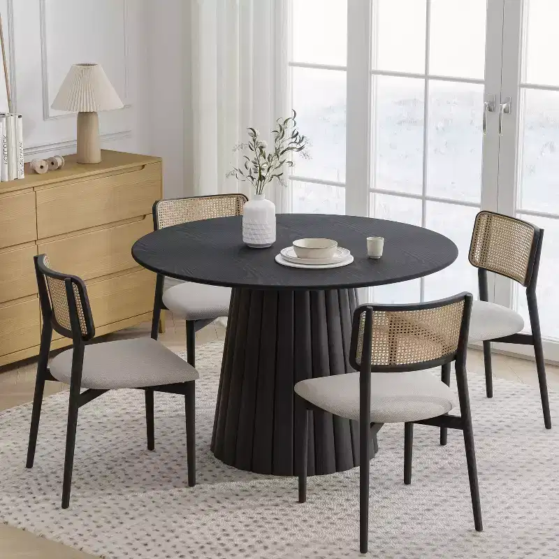 Dovelina Modern Round Dining Table Wood Kitchen Table
