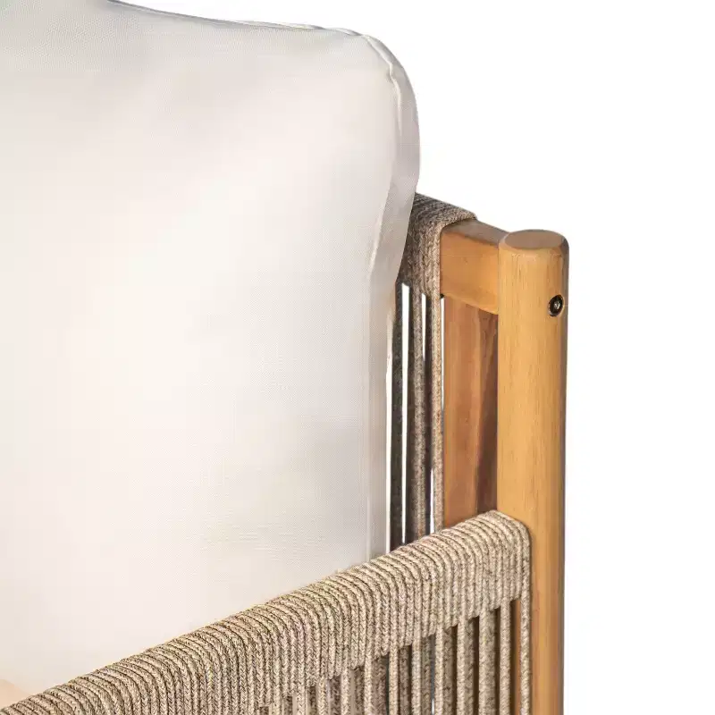 Christopher Knight Home Ivana Patio Woven Rope Acacia Wood Club Chair with Deep Cushions