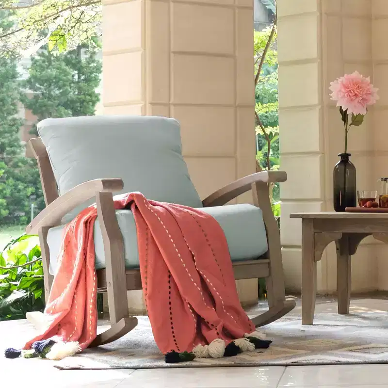 Sonoma Lane Amherst Teak Patio Rocking Chair with Zippered Cushion and Frame
