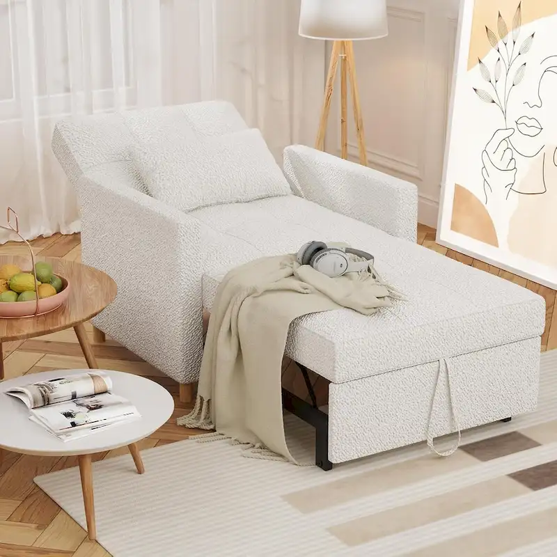 AECOJOY 3 in 1 Sleeper Sofa Chair w/ Pillow &Convertible Backrest