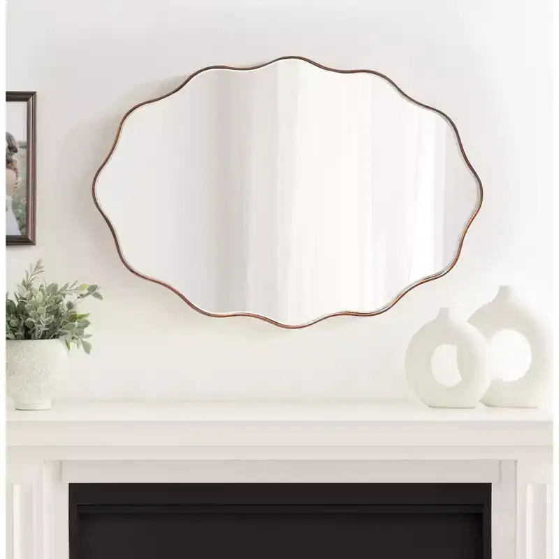Oval Scalloped Mirror Bronze