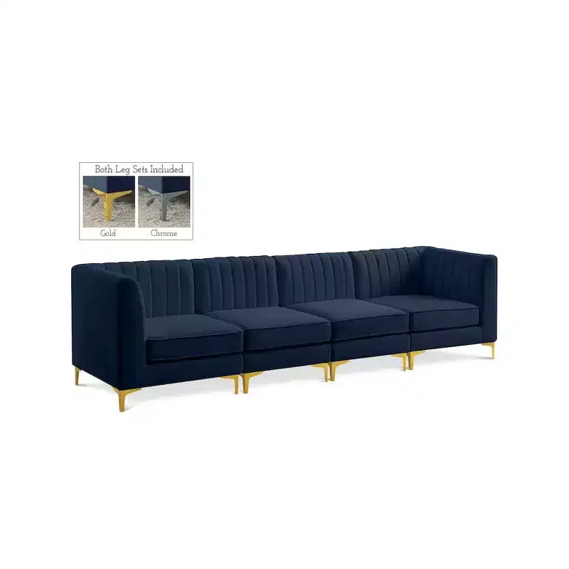 Meridian Furniture Alina Navy Velvet Modular Sofa