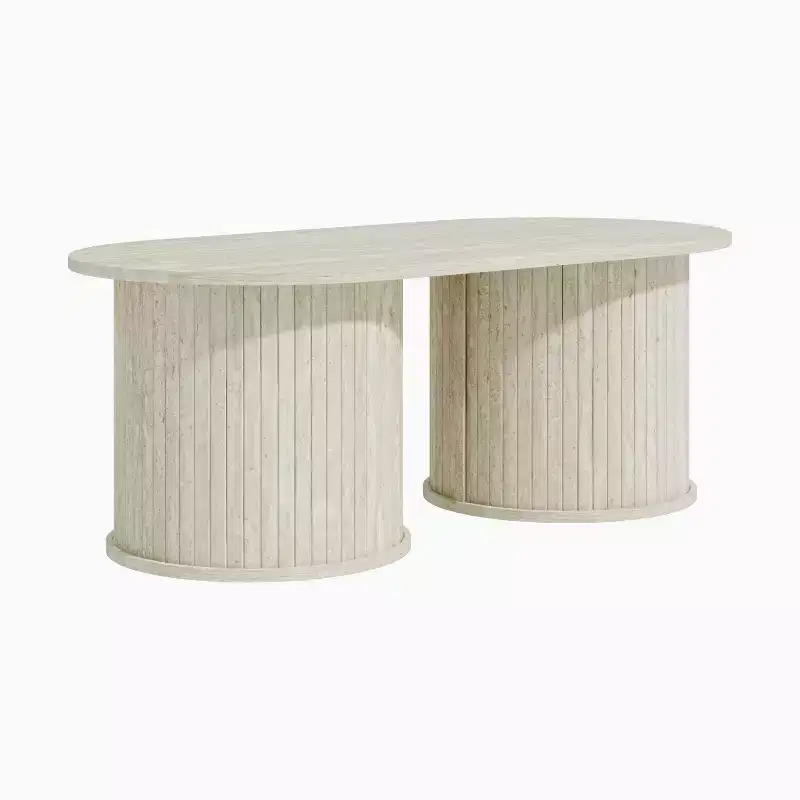 Fluted Oblong Coffee Table with Round Base 39.2