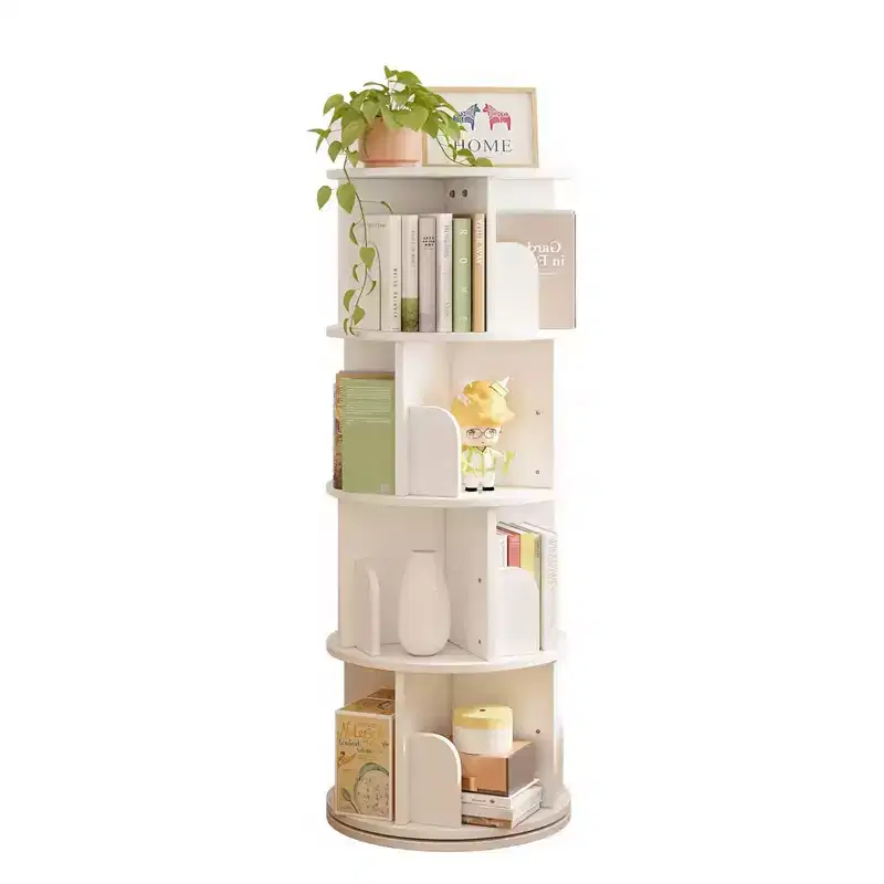 360 Rotating Bookcase – 4-Tier Spinning Shelf for Home and Office