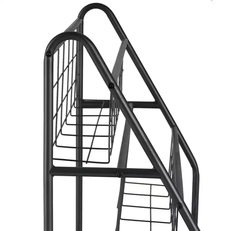 2-Tier Metal Frame Freestanding Bookshelf & Magazine Rack for Small Spaces
