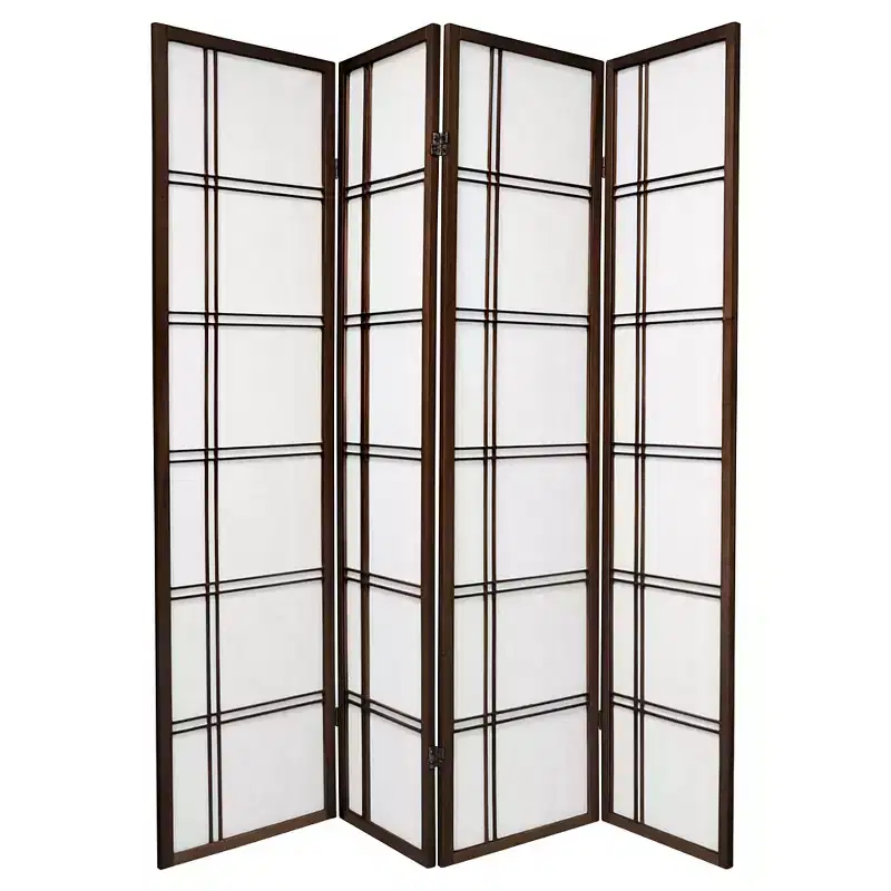 6 ft. Tall Double Cross Shoji Screen 4 Panels - Oriental Furniture