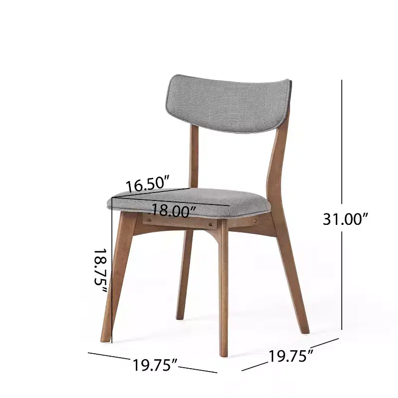 Mid-Century Modern Wood Fabric Upholstered 5 Piece Dining Set