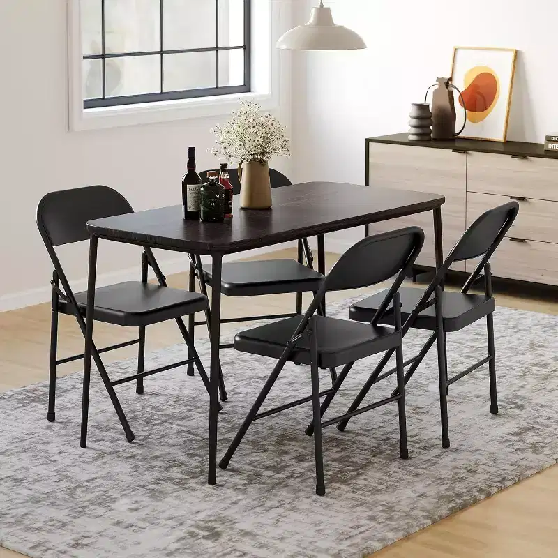 8-piece set of all-steel folding chairs with backrests, heavy-duty metal foldable dining chair set, 350 lbs capacity, suitable for indoor and outdoor