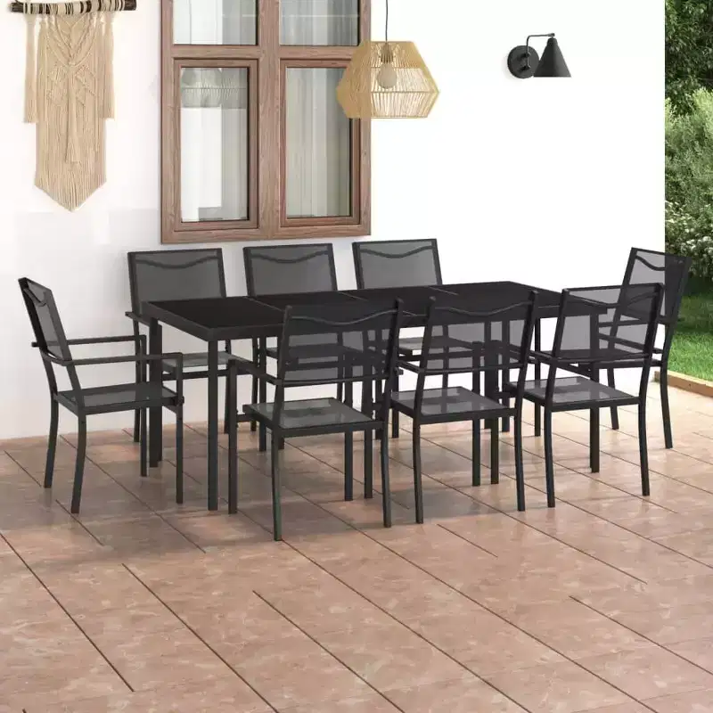 vidaXL Outdoor Dining Set Anthracite, Black