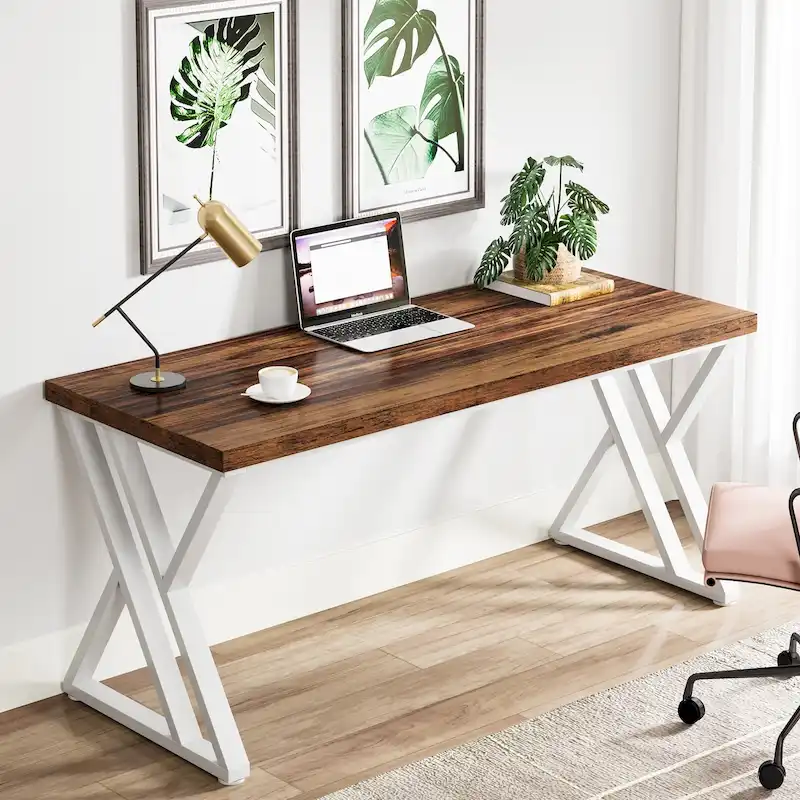 55-Inch Computer Desk with Z-Shape Metal Legs
