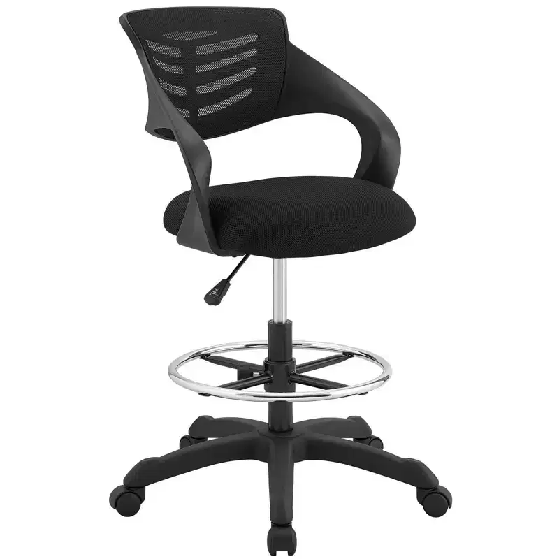Mesh Drafting Chair with Built-in Footrest, Adjustable Height and Rolling Casters