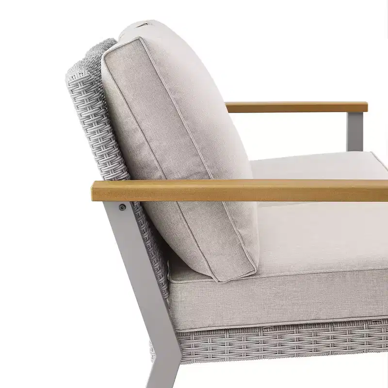 SONGMICS HOME Sencillo Collection - Loveseat, 2-Seat Sofa, Lounge Chair, Patio Seat, with Faux Wood Armrests,Gray and Beige