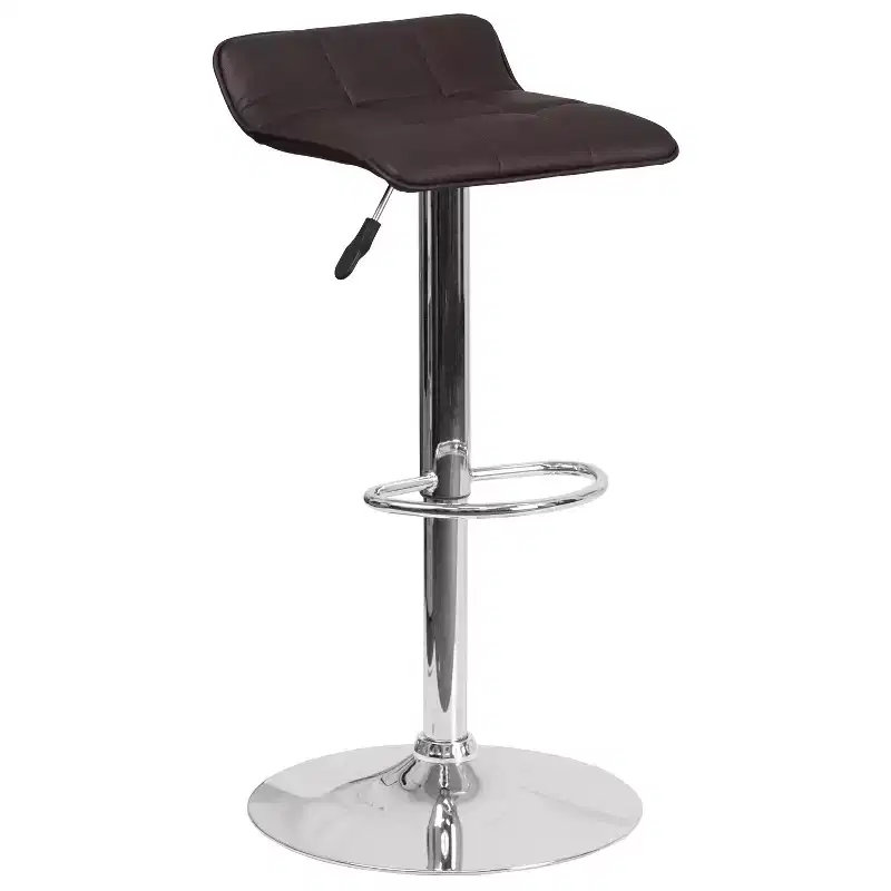 Emma and Oliver Quilted Wave Seat Adjustable Height Barstool with Chrome Base