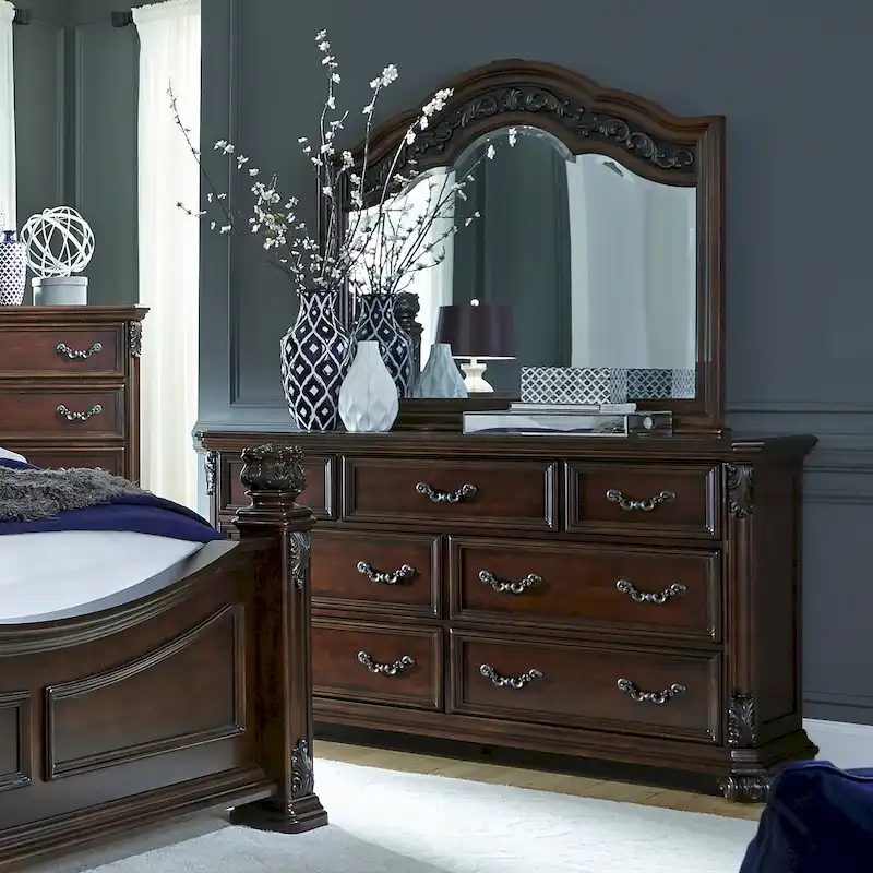 Cognac Dresser & Mirror