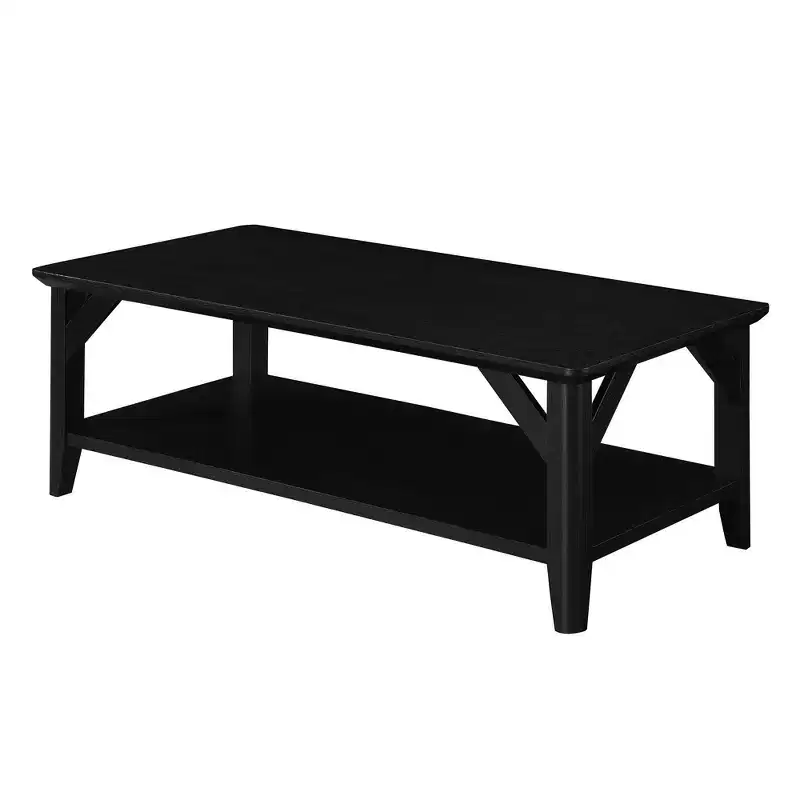 Winston Rectangle Coffee Table with Shelf - Black
