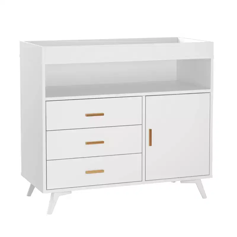 Baby Changing Table Dresser C White, 3-Drawer Nursery Dresser with Removable Changing Pad for Infants