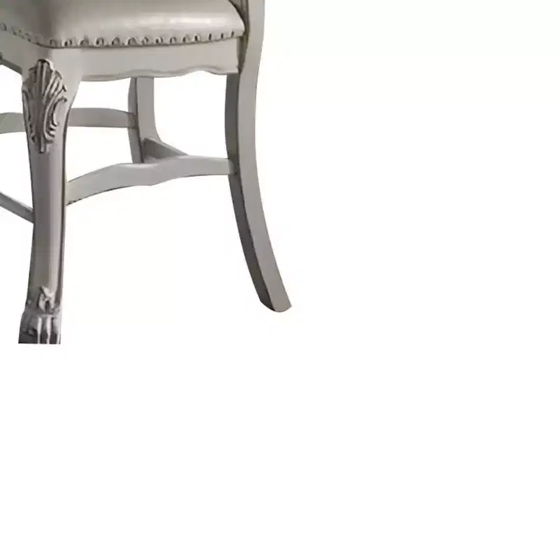 Acme Furniture 25" Dresden Dining Chair Fabric and Bone White Finish: Leather Upholstery, Wood Frame, Armrest, Spot Clean