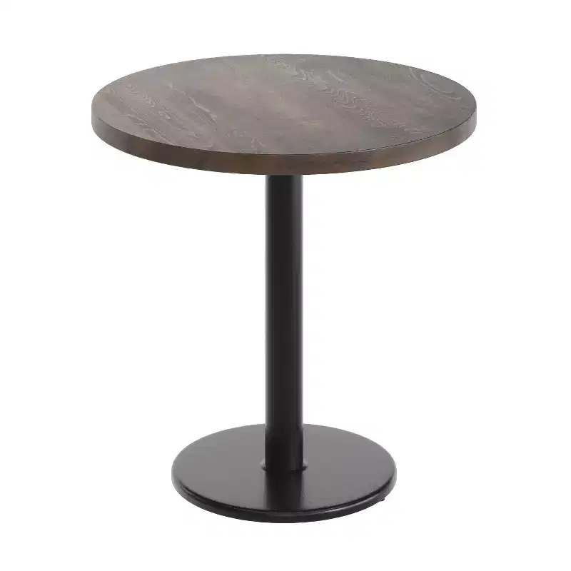 Round Solid Wood Commercial Indoor Tabletop with 18 Round Dining Height Rust-Resistant Cast Iron Base