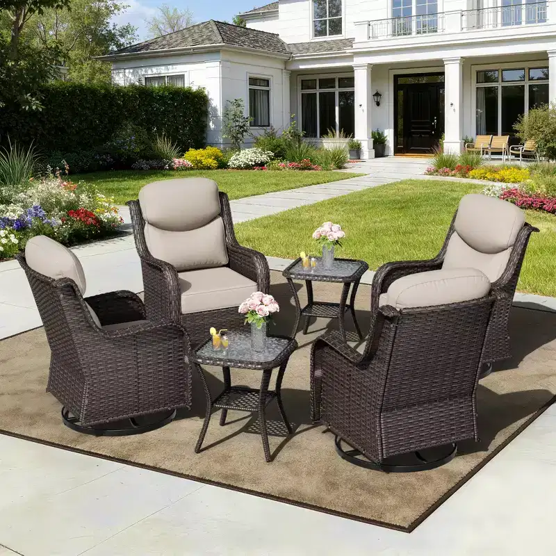 UPTIOT Outdoor Rocking Chair and Side Table Set for Patio Relaxation