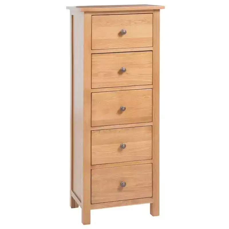 vidaXL Tall Chest of Drawers Oak Solid oak wood, MDF Tall