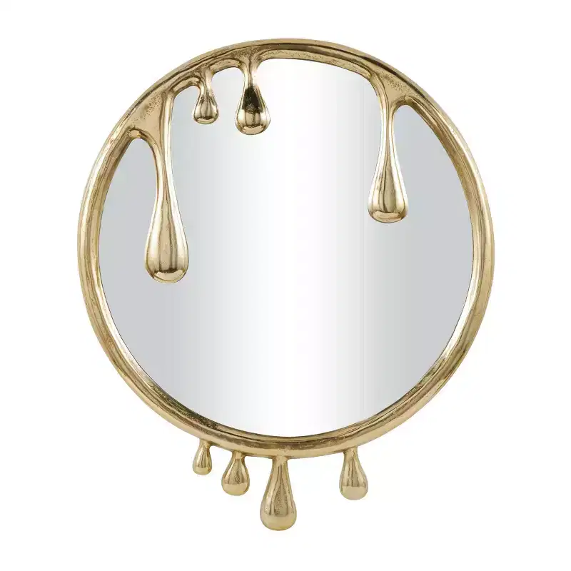 43x36 Aluminum Abstract Drip Wall Mirror with Melting Designed Frame