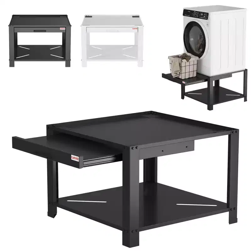 Washer and Dryer Pedestals with Basket Shelf, 20 Hight Laundry Pedestal with Adjustable Anti-Vibration Pads