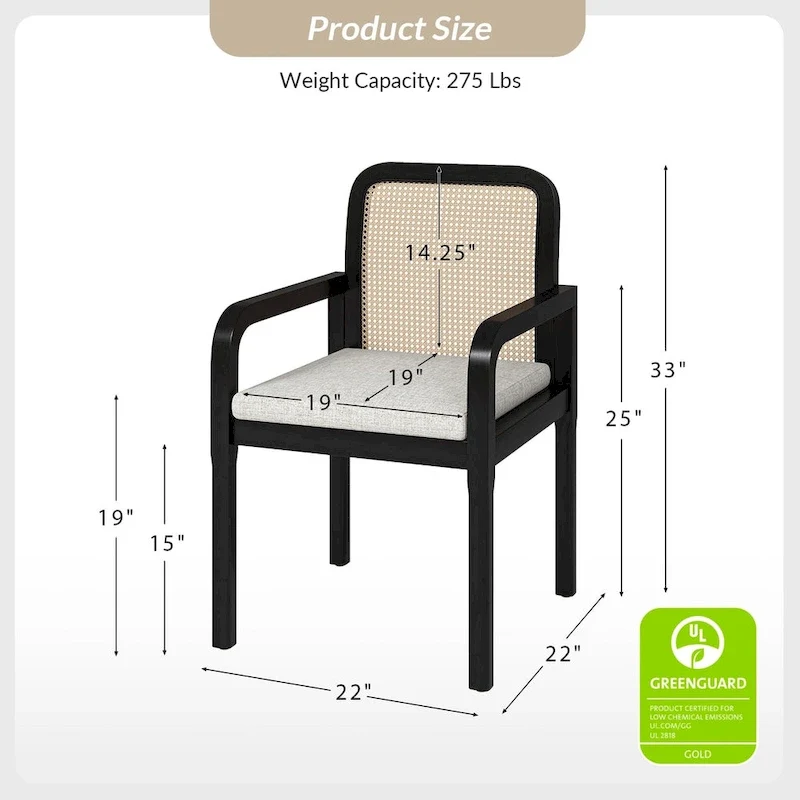 Antoine Modern Ratten Back Dining Chair with Removable Cushion Set of 6 by HULALA HOME