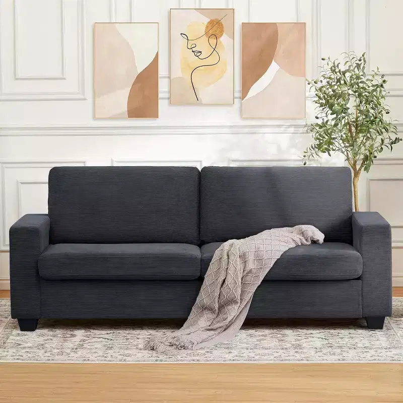 83 Inch Modern Gray Sofa, Oversized Deep Seat 2 Seat Couch with Wide Armrest and Plush Backrest, Comfy Cloud Couch for Living Room, Bedroom, Office
