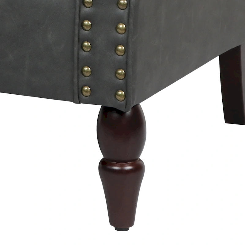 Nailheads Accent Chair Faux Leather Armchair