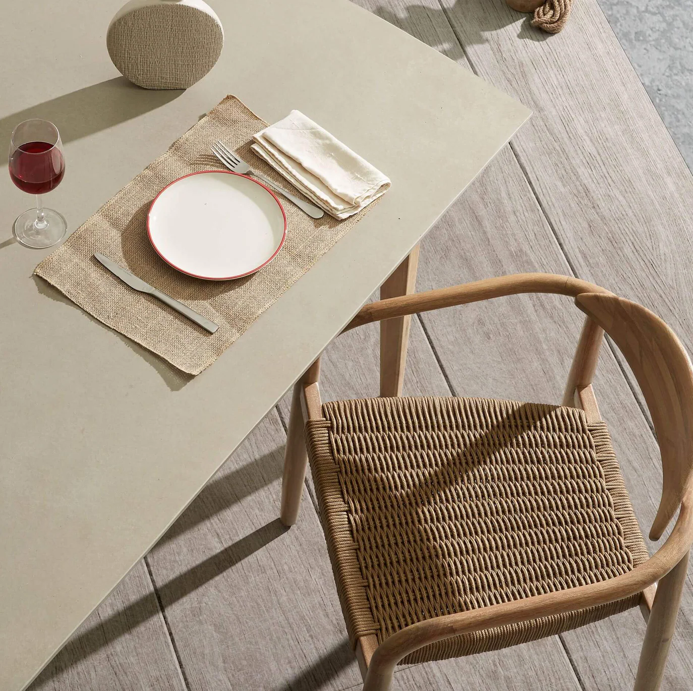 Natural Rope Dining Chair with Stackable and Ergonomic for Outdoor
