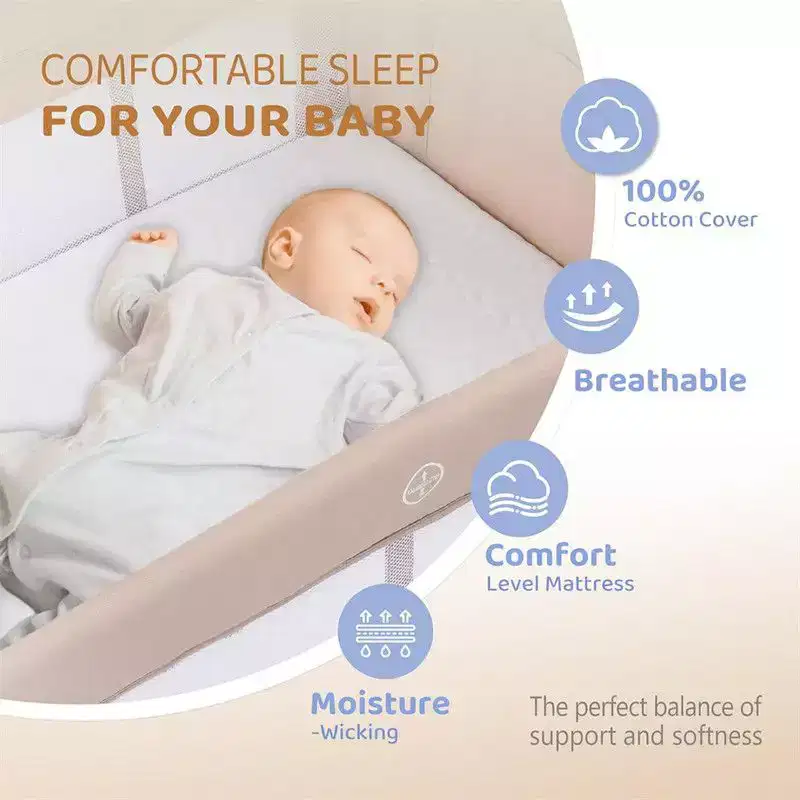 Aluminum 3-in-1 Baby Bassinet Bedside Sleeper 32.7''H x 43.31''W x 30.71''D