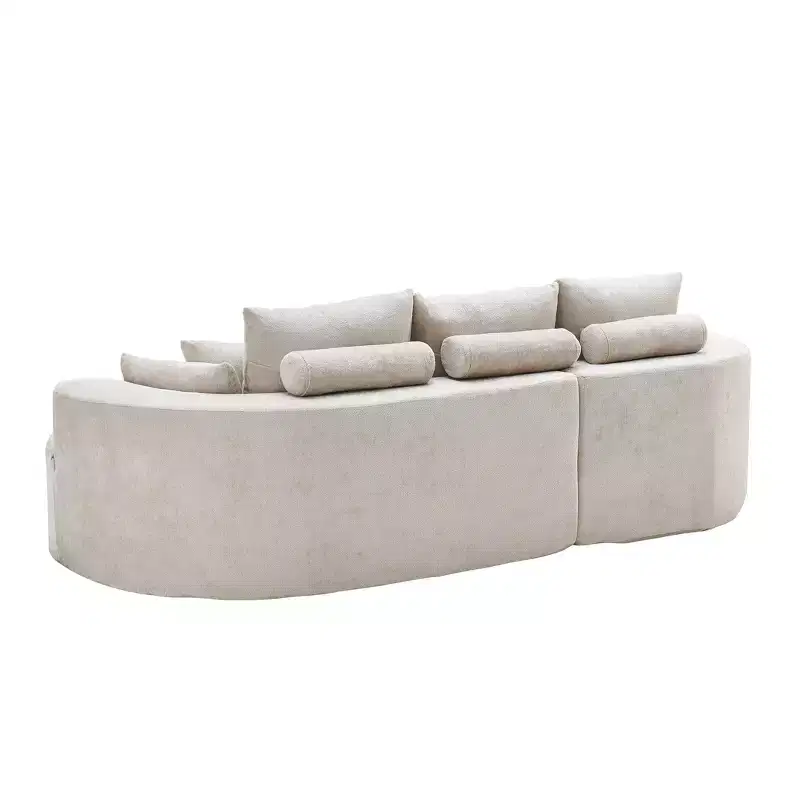 Christopher Knight Home Shamus 106 Modern Cozy Upholstered 4 Seater Curved Sectional Sofa with 7 Pillows