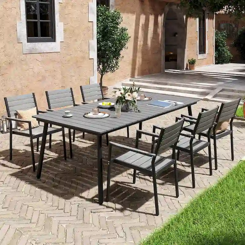 VredHom 7-Pieces Outdoor Aluminum Patio Dining Set with Stackable Chairs