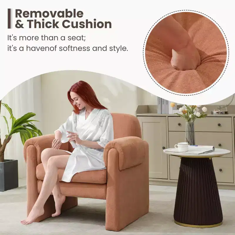 Fluffy Cloud Upholstered Accent Armchair Set of 2 Velvet Ergonomic Bedroom Reading Chair