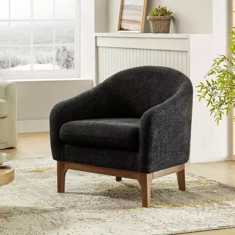 Kiian Boucle Armchair Chair with solid wood legs| HULALA HOME