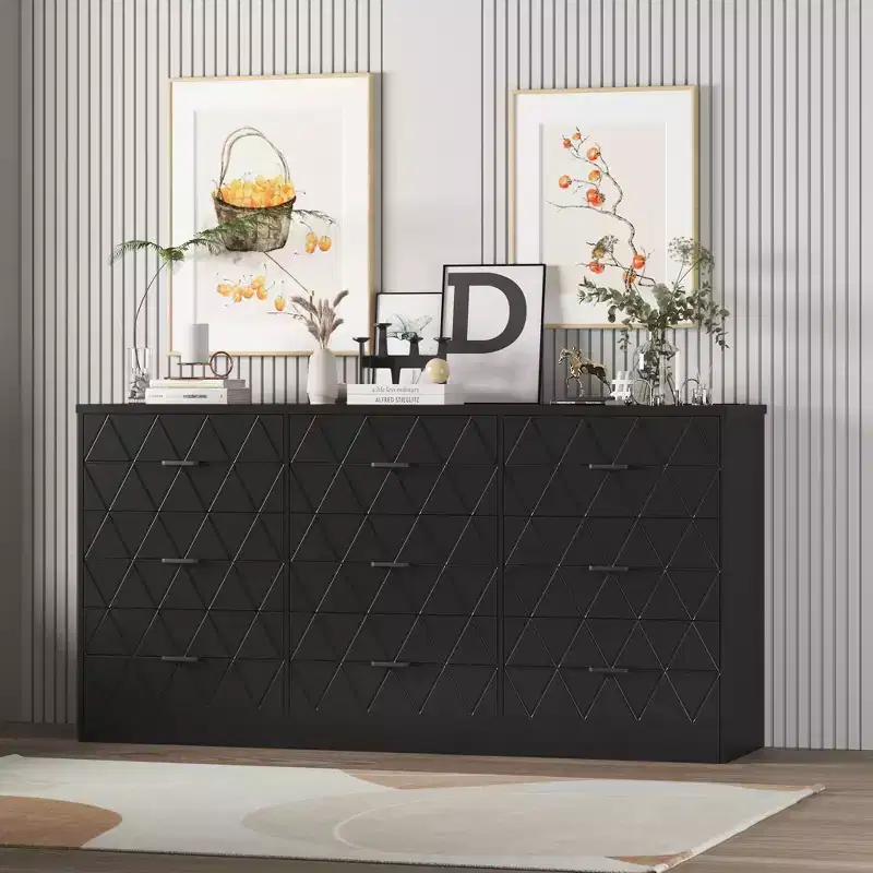 63 Dresser for Bedroom, 9 Drawer Dresser, Modern Dresser for Bedroom Organize, with Power Outlet, Wide Drawer, for Living Room, Hallway