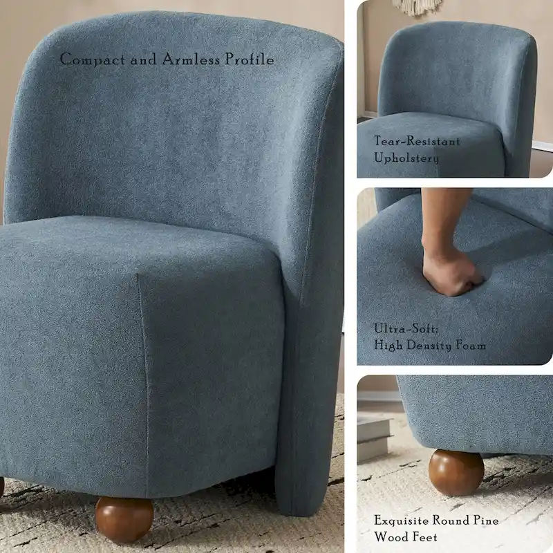 Christopher Knight Home - Eliana Modern Teddy Fabric Accent Chair with Curved Backrest and Legs