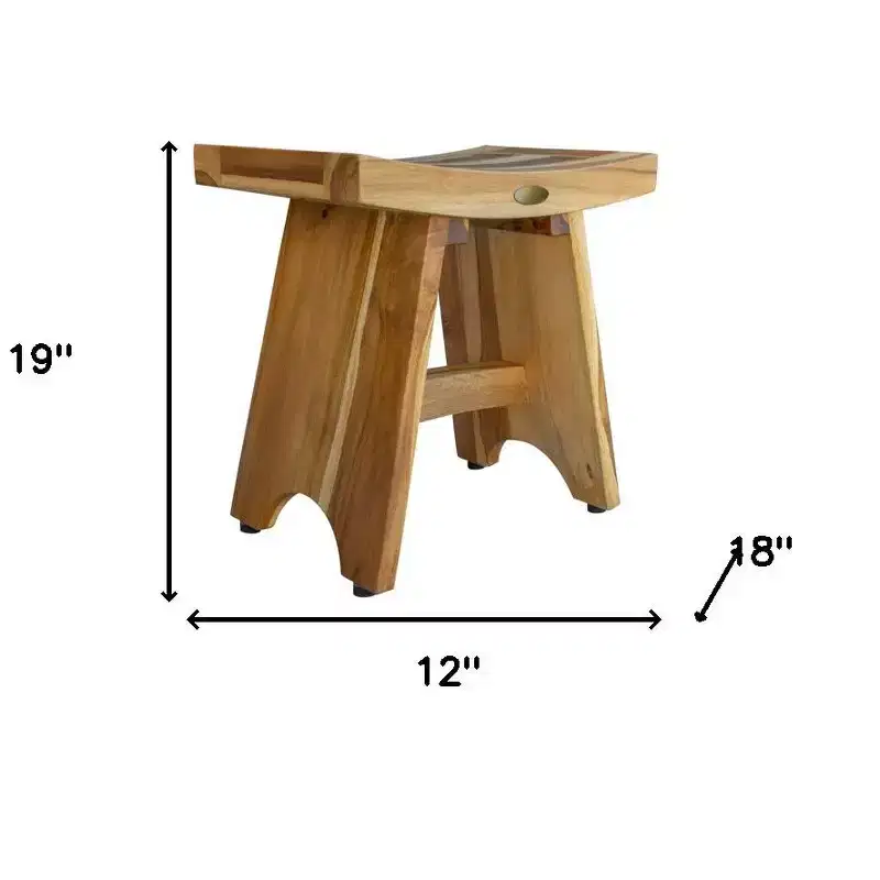 HomeRoots 18 Natural Teak Rectangular Shower Bench