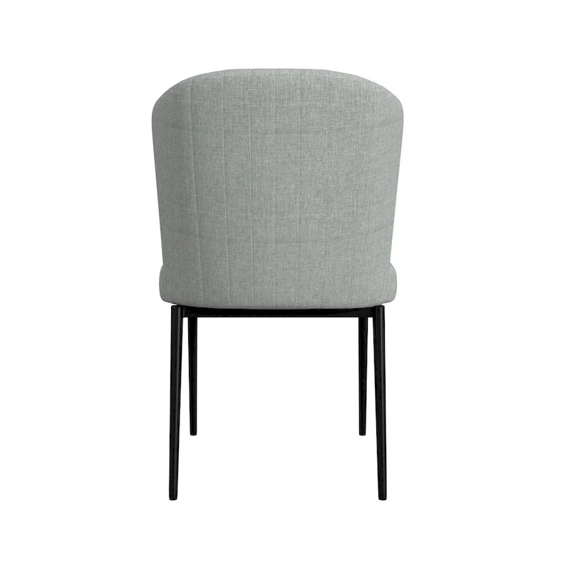 HomePop ChannelBack Dining Chair with Metal Legs-Gray Woven (set of 2)