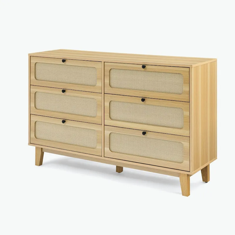 wooden antique six-drawer dresser